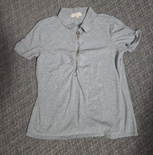 Michael Kors Gray Short-Sleeve Polo with Front Zip